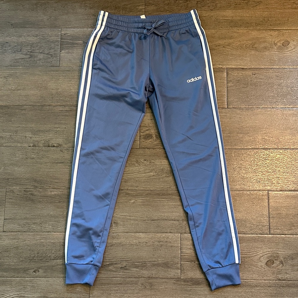 Adidas Light Blue Joggers with White Stripes